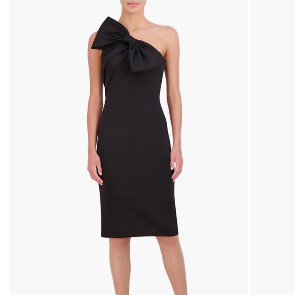 Eliza J - Bow Detail One-Shoulder Scuba Crepe Cocktail Dress